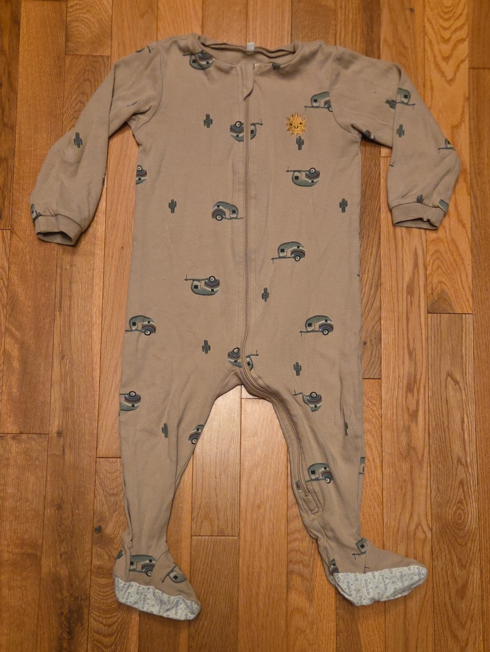 5/$20 Pekkle 18M Camper Onsie Footed Zipper Sleeper Pajamas